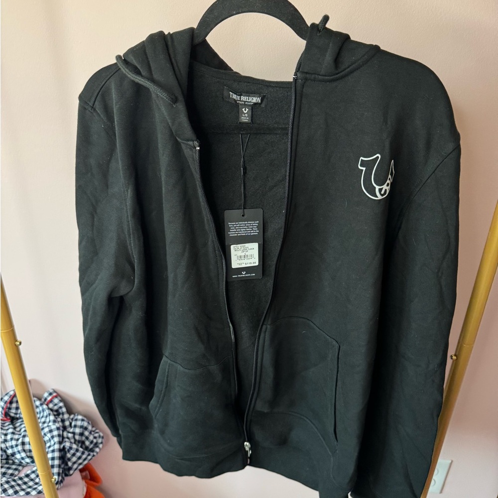 True Religion NWT Black Zip-Up Hoodie